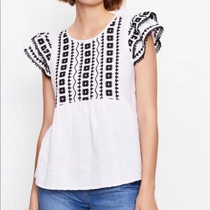 LOFT Embroidered Peplum Top